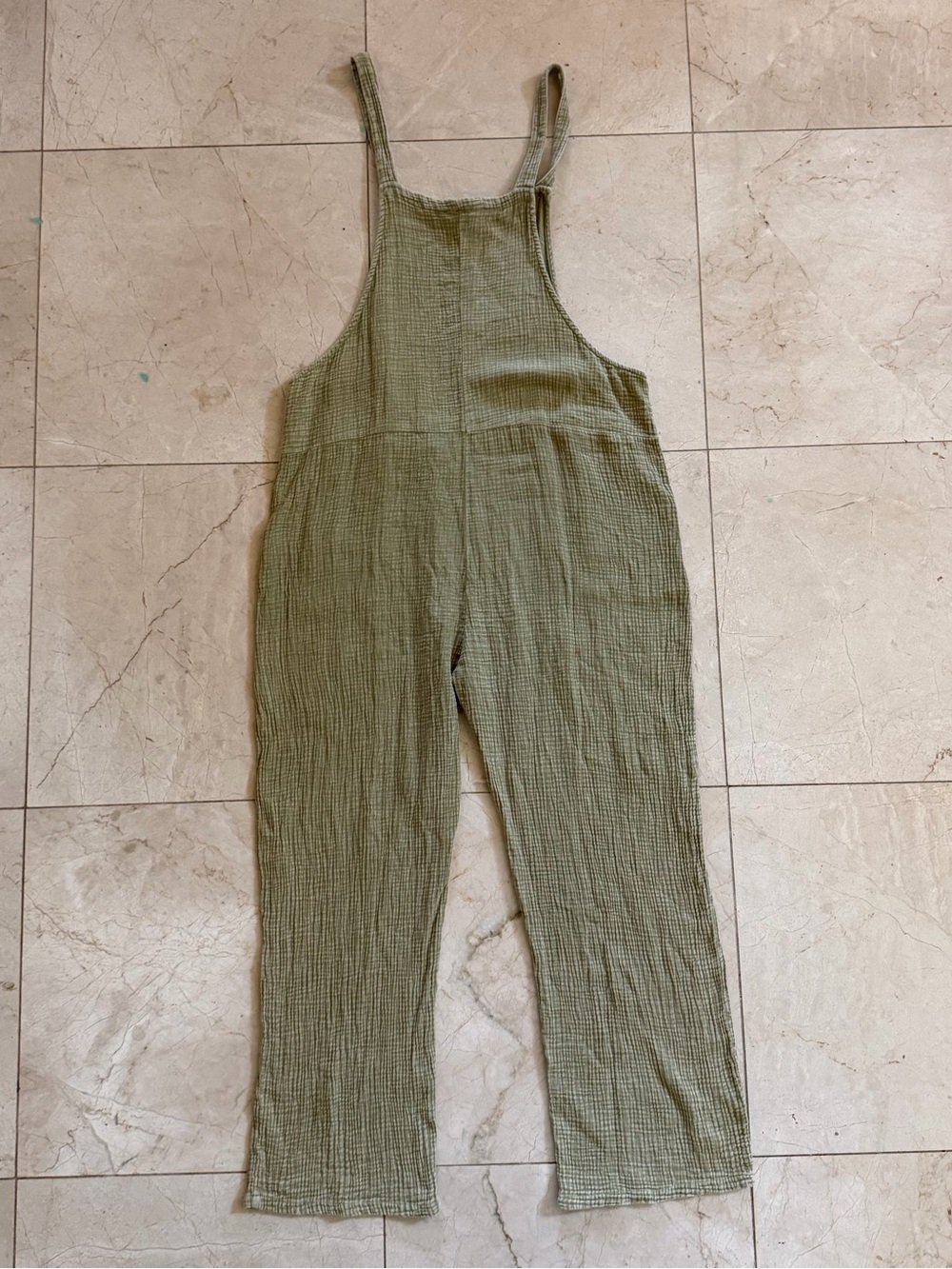 EARTHBOUND Trading Co Women’s Size L Sage Green Jumpsuit Gauzy Oversized Hippie - Picture 6 of 16